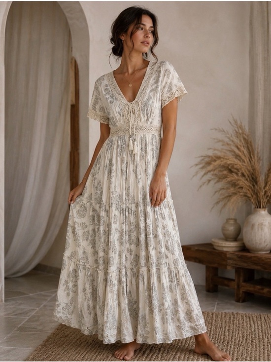 Anthropologie Dresses & Skirts - Anthropologie Me 2 Magic Crochet Lace Coastal Boho Maxi Dress Cottagecore M